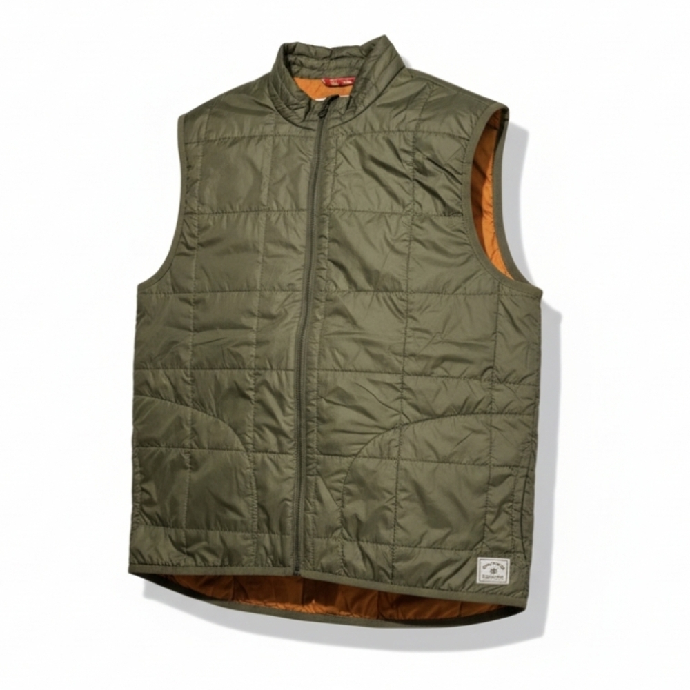 Iron And Resin Men's Quilted Olive Green Lightweight Motorcycle Full Zip Vest! M